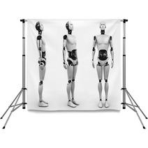 Male Robot Standing, Three Different Angles. Backdrops 51681266