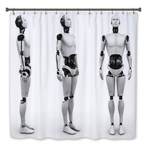 Male Robot Standing, Three Different Angles. Bath Decor 51681266