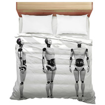 Male Robot Standing, Three Different Angles. Bedding 51681266