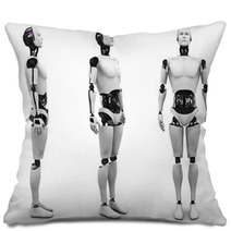 Male Robot Standing, Three Different Angles. Pillows 51681266