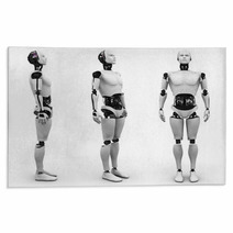 Male Robot Standing, Three Different Angles. Rugs 51681266