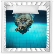 Male Swimmer At The Swimming Pool.Underwater Photo. Nursery Decor 77741766