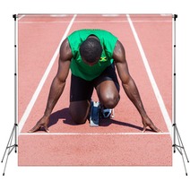 Male Track And Field Athlete Before The Race Start Backdrops 43959981