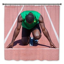 Male Track And Field Athlete Before The Race Start Bath Decor 43959981