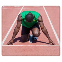 Male Track And Field Athlete Before The Race Start Rugs 43959981
