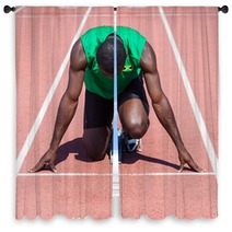 Male Track And Field Athlete Before The Race Start Window Curtains 43959981
