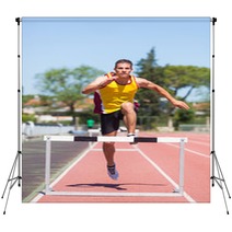 Male Track And Field Athlete During Obstacle Race Backdrops 42723971