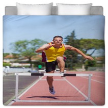 Male Track And Field Athlete During Obstacle Race Bedding 42723971