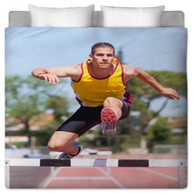 Male Track And Field Athlete During Obstacle Race Bedding 43776854