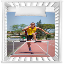 Male Track And Field Athlete During Obstacle Race Nursery Decor 42723971