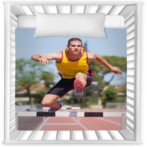 Male Track And Field Athlete During Obstacle Race Nursery Decor 43776854