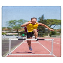 Male Track And Field Athlete During Obstacle Race Rugs 42723971