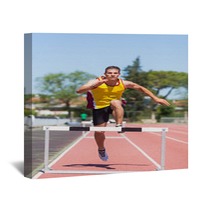 Male Track And Field Athlete During Obstacle Race Wall Art 42723971