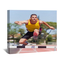 Male Track And Field Athlete During Obstacle Race Wall Art 43776854