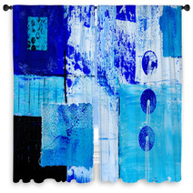 Malerei Blau Window Curtains 11450678