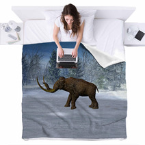 Mammoth In Landscape In The Ice Age Blankets 36077254