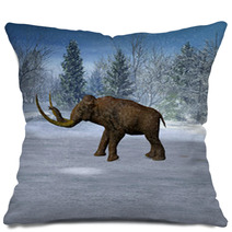 Mammoth In Landscape In The Ice Age Pillows 36077254