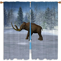 Mammoth In Landscape In The Ice Age Window Curtains 36077254