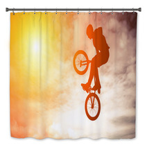 Man Doing An Jump With A BMX Bike In Sunset Sky Bath Decor 61147297