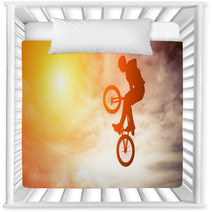 Man Doing An Jump With A BMX Bike In Sunset Sky Nursery Decor 61147297