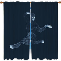 Man Doing Yoga Workout 3d Model Of Man Training Concept Vector Illustration Window Curtains 142671224