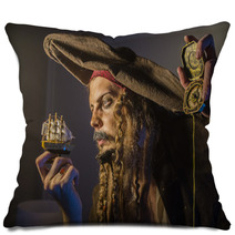 Man Dressed As Pirate Jack Sparrow Pillows 127742541