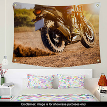 Man Extreme Riding Touring Enduro Motorcycle On Dirt Field Wall Art 136884886