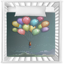 Man Flying With Colorful Balloons Nursery Decor 29302501