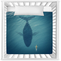 Man In A Boat Floats Next To A Big Fish Whale Nursery Decor 49510969