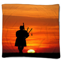 Man Plays The Bagpipes Blankets 53652557