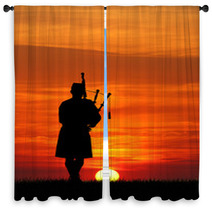 Man Plays The Bagpipes Window Curtains 53652557