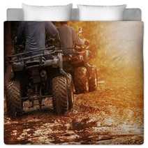Man Riding Atv Vehicle On Off Road Track People Outdoor Sport Activitiies Theme Bedding 164659527