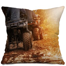 Man Riding Atv Vehicle On Off Road Track People Outdoor Sport Activitiies Theme Pillows 164659527