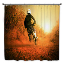 Man Riding Motorcycle In Motorcross Track Use For People Activit Bath Decor 96521190