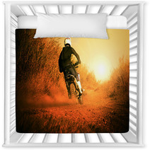 Man Riding Motorcycle In Motorcross Track Use For People Activit Nursery Decor 96521190