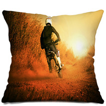 Man Riding Motorcycle In Motorcross Track Use For People Activit Pillows 96521190
