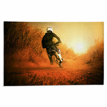 Man Riding Motorcycle In Motorcross Track Use For People Activit Rugs 96521190