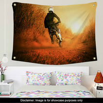 Man Riding Motorcycle In Motorcross Track Use For People Activit Wall Art 96521190
