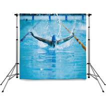 Man Swims The Butterfly Backdrops 43371475