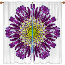 Mandala Chrysanthemum Flower Kaleidoscope Isolated On White Window Curtains 57088788