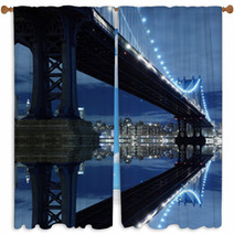 Manhattan Bridge At Night Window Curtains 20600161