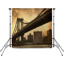 Manhattan Bridge New York City Retro Style With Texture Backdrops 57464084