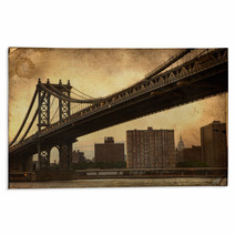 Manhattan Bridge New York City Retro Style With Texture Rugs 57464084