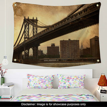 Manhattan Bridge New York City Retro Style With Texture Wall Art 57464084