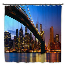 Manhattan Panorama With Brooklyn Bridge At Sunset In New York Bath Decor 51808000