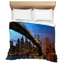 Manhattan Panorama With Brooklyn Bridge At Sunset In New York Bedding 51808000