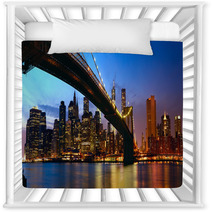 Manhattan Panorama With Brooklyn Bridge At Sunset In New York Nursery Decor 51808000