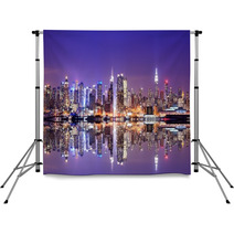 Manhattan Skyline With Reflections Backdrops 52706281