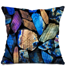 Many Colorful Natural Labradorite Gem Stones. Pillows 54741814