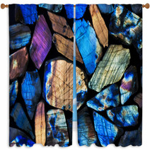 Many Colorful Natural Labradorite Gem Stones. Window Curtains 54741814